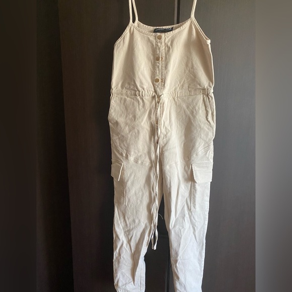 KENDALL + KYLIE Fashion Denim Jumpsuit ivory size S - Picture 2 of 5
